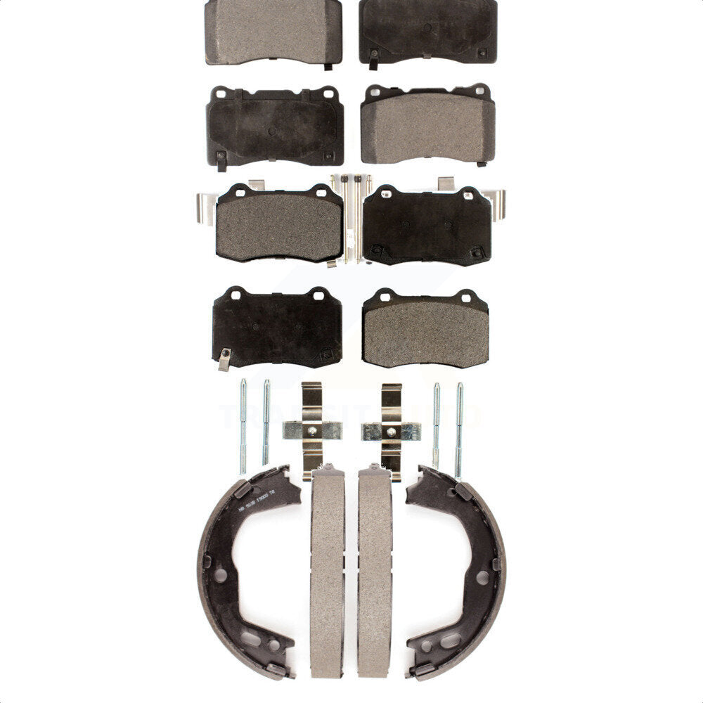 Semi-Metallic Brake Pads & Parking Shoe Front Rear Kit For Hyundai Genesis Coupe