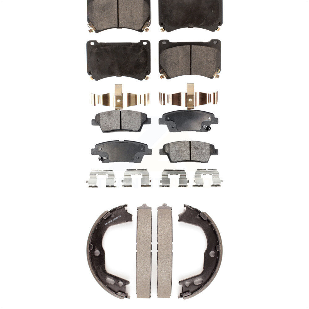 Semi-Metallic Brake Pads And Parking Shoes Front Rear Kit For Hyundai Genesis