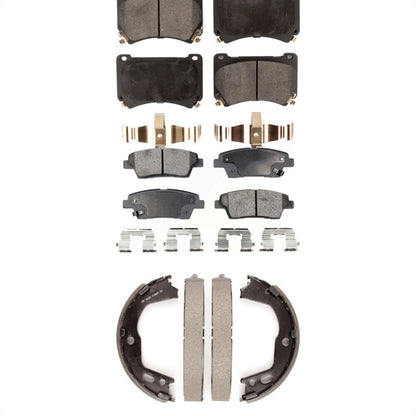 Semi-Metallic Brake Pads And Parking Shoes Front Rear Kit For Hyundai Genesis