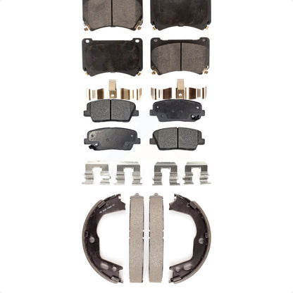Semi-Metallic Brake Pads & Parking Shoe Front Rear Kit For Hyundai Genesis Equus