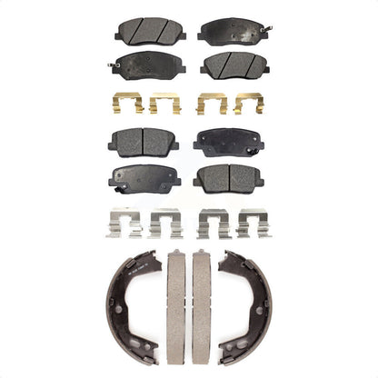 Semi-Metallic Brake Pads & Parking Shoes Front Rear Kit For Hyundai Genesis 3.8L
