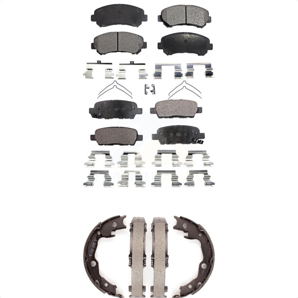 Semi-Metallic Brake Pads And Parking Shoe Front Rear Kit For Nissan Rogue Sentra