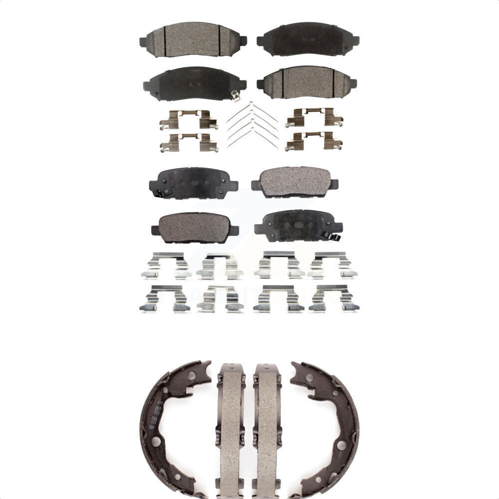 Semi-Metallic Brake Pads And Parking Shoes Front Rear Kit For Nissan LEAF