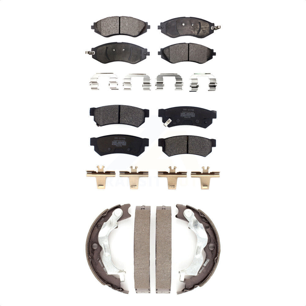 Semi-Metallic Brake Pads And Parking Shoes Front Rear Kit For Chevrolet Spark EV