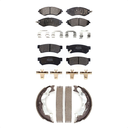 Semi-Metallic Brake Pads And Parking Shoes Front Rear Kit For Chevrolet Spark EV