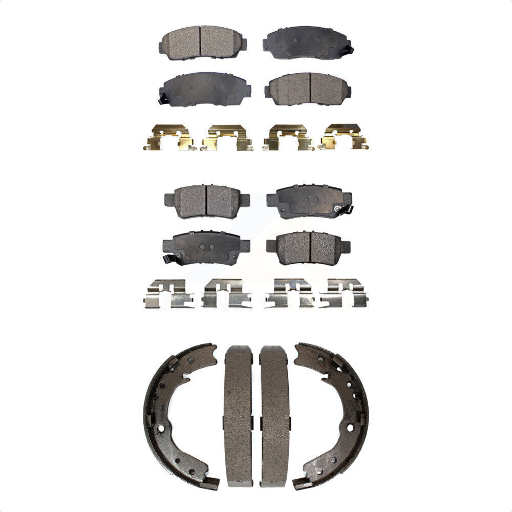 Semi-Metallic Brake Pads Parking Shoe Front Rear Kit For 2005-2010 Honda Odyssey