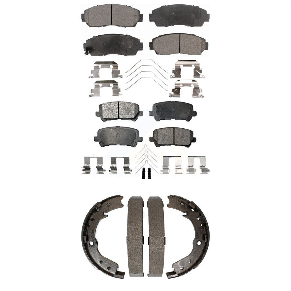 Semi-Metallic Brake Pads Parking Shoe Front Rear Kit For 2011-2017 Honda Odyssey