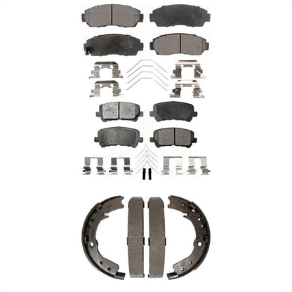 Semi-Metallic Brake Pads Parking Shoe Front Rear Kit For 2011-2017 Honda Odyssey