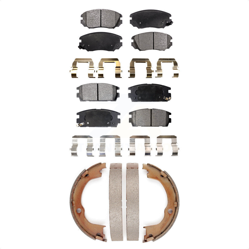 Semi-Metallic Brake Pads & Parking Shoe Front Rear Kit For Chevrolet Equinox GMC