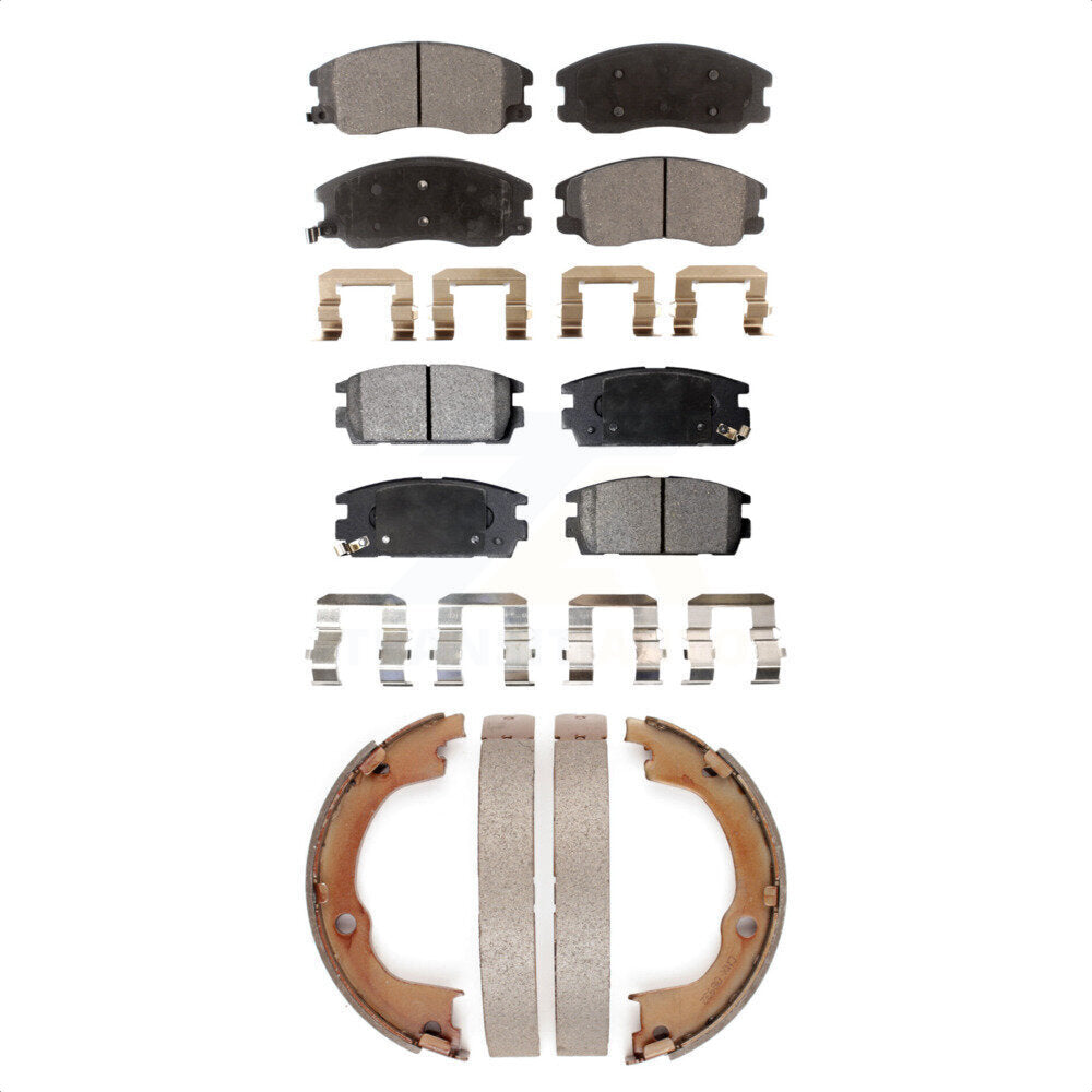 Semi-Metallic Brake Pads & Parking Shoe Front Rear Kit For Chevrolet Equinox Vue
