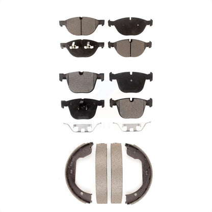 Semi-Metallic Brake Pads And Parking Shoe Front Rear Kit For BMW X5 X6 xDrive50i