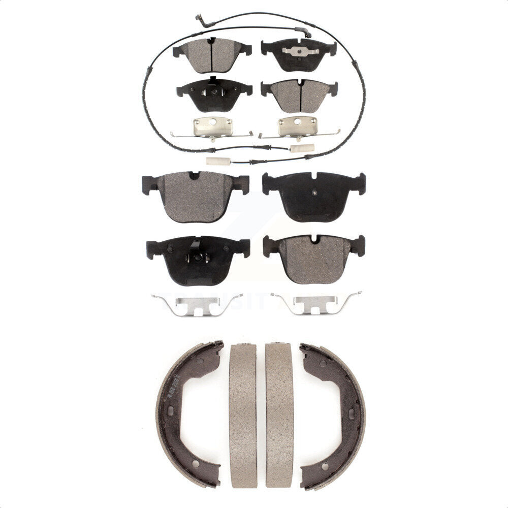 Semi-Metallic Brake Pads And Parking Shoe Front Rear Kit For BMW 650i 645Ci 550i