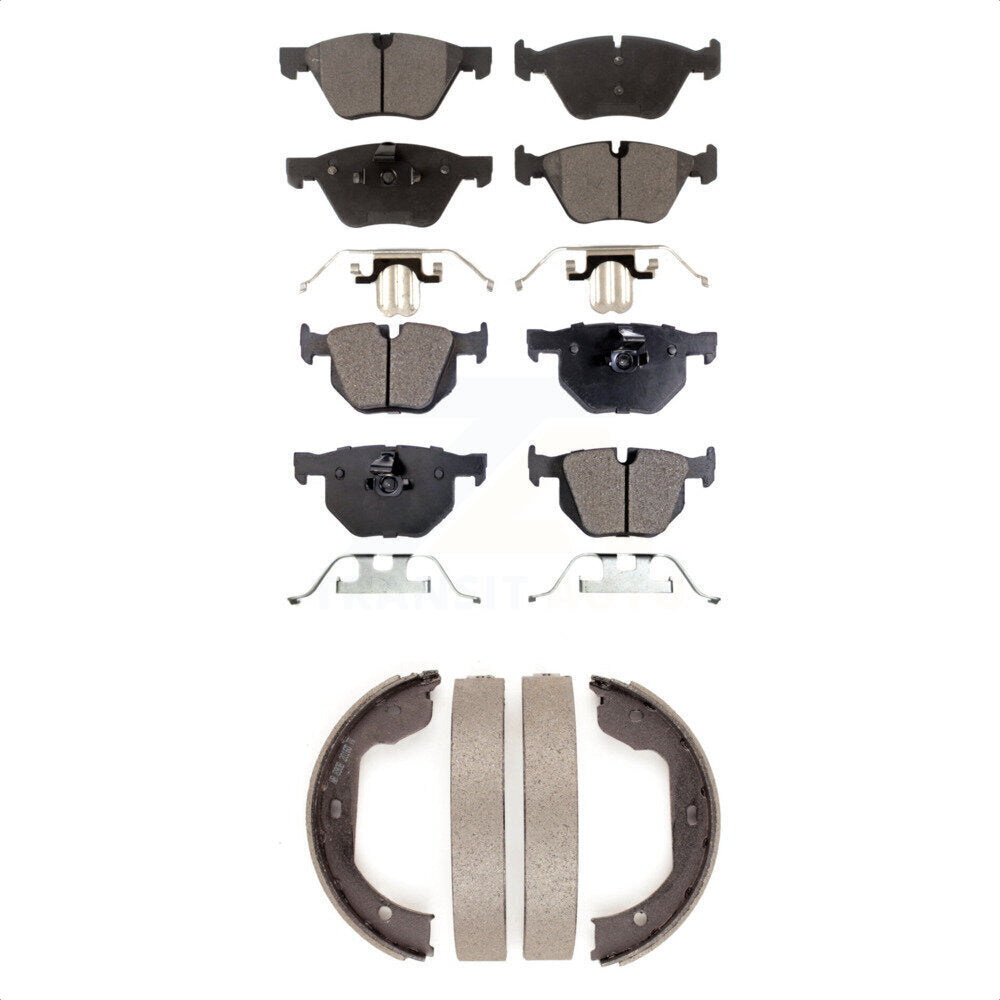 Semi-Metallic Brake Pads And Parking Shoes Front Rear Kit For BMW 525i