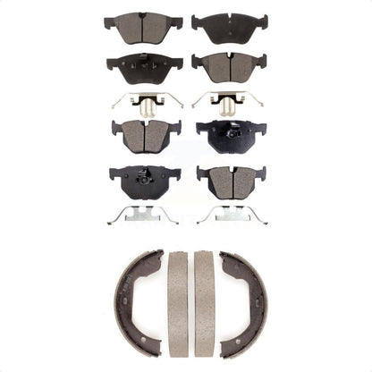 Semi-Metallic Brake Pads And Parking Shoes Front Rear Kit For BMW 525i