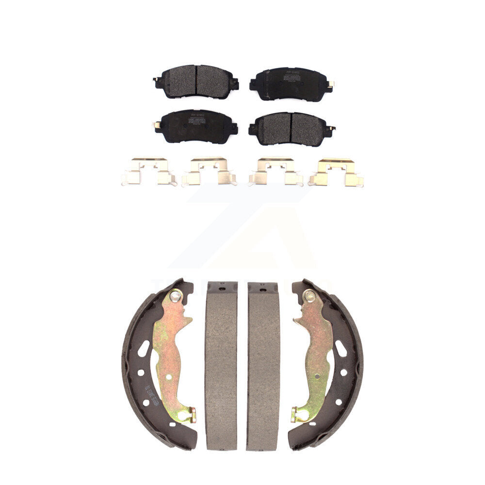 Semi-Metallic Brake Pads And Drum Shoes Front Rear Kit For Toyota Yaris iA Scion