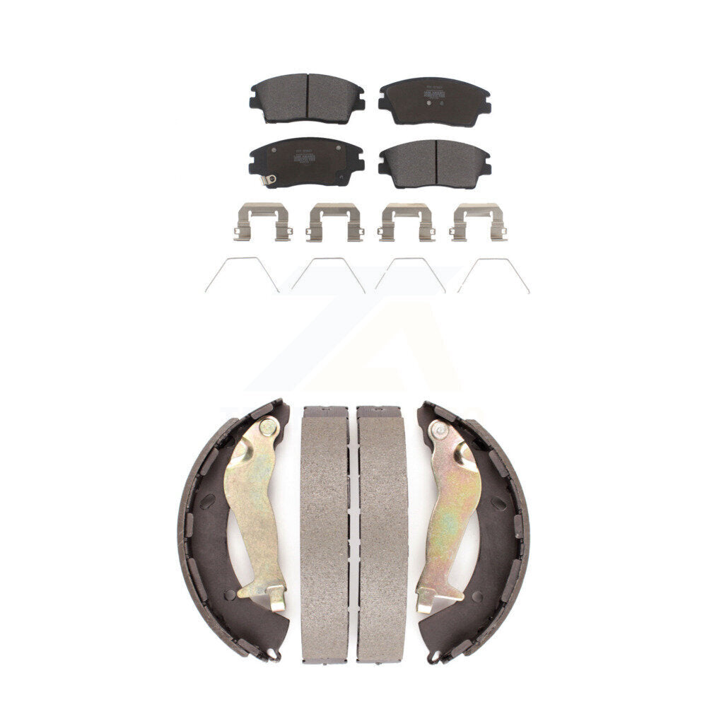 Semi-Metallic Brake Pads Drum Shoe Front Rear Kit For 17-20 Hyundai Elantra 1.6L