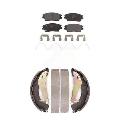 Semi-Metallic Brake Pads Drum Shoe Front Rear Kit For 17-20 Hyundai Elantra 1.6L