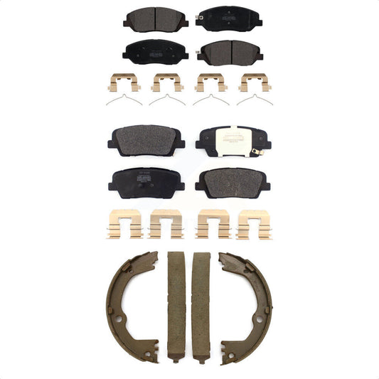 Semi-Metallic Brake Pads And Parking Shoe Front Rear Kit For Hyundai Santa Fe XL