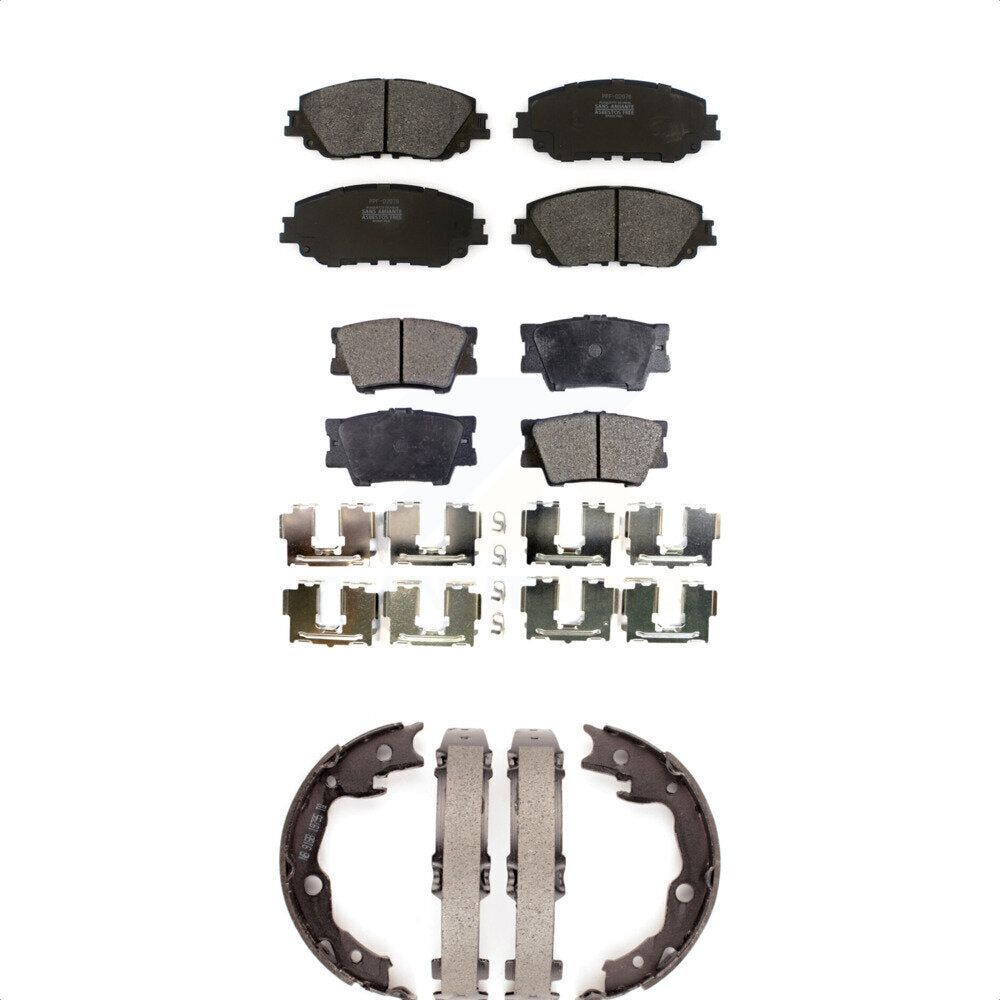 Semi-Metallic Brake Pads And Parking Shoes Front Rear Kit For Toyota Camry