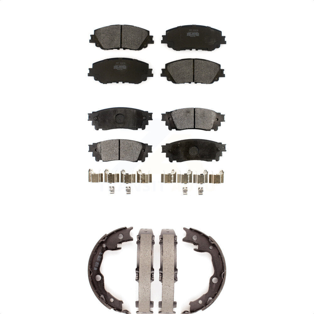 Semi-Metallic Brake Pads And Parking Shoes Front Rear Kit For Toyota RAV4 Camry