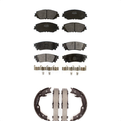 Semi-Metallic Brake Pads And Parking Shoes Front Rear Kit For Toyota RAV4 Camry