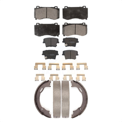Semi-Metallic Brake Pads And Parking Shoes Front Rear Kit For Dodge Charger