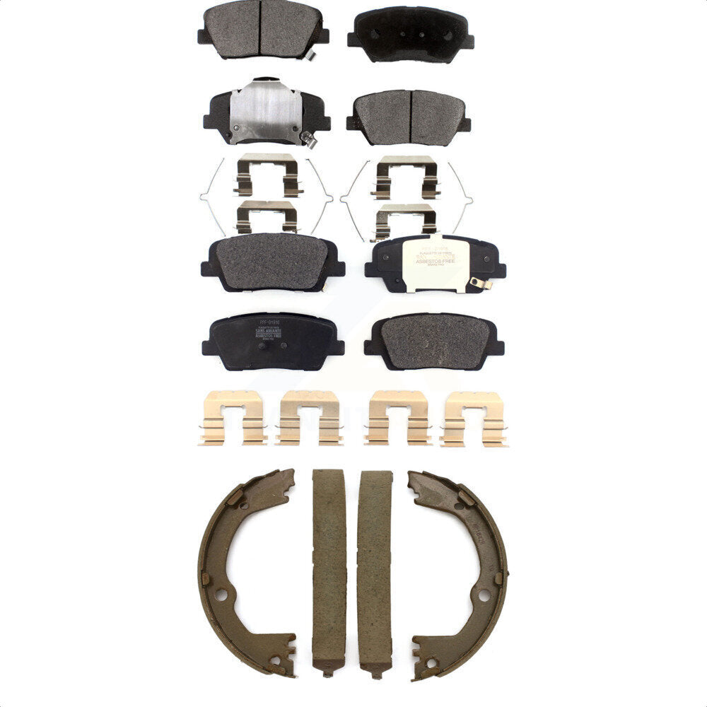 Semi-Metallic Brake Pads Parking Shoes Front Rear Kit For Hyundai Santa Fe Sport