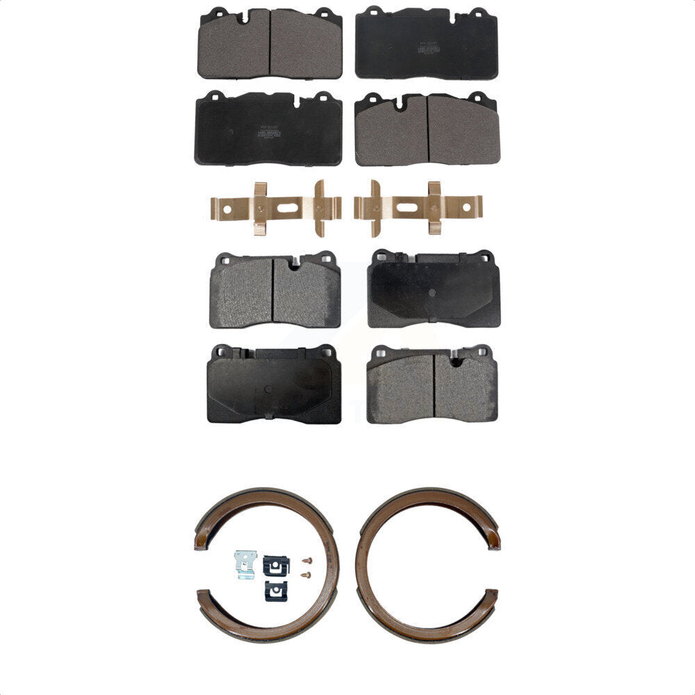 Semi-Metallic Brake Pads And Parking Shoes Front Rear Kit For Chevrolet Corvette