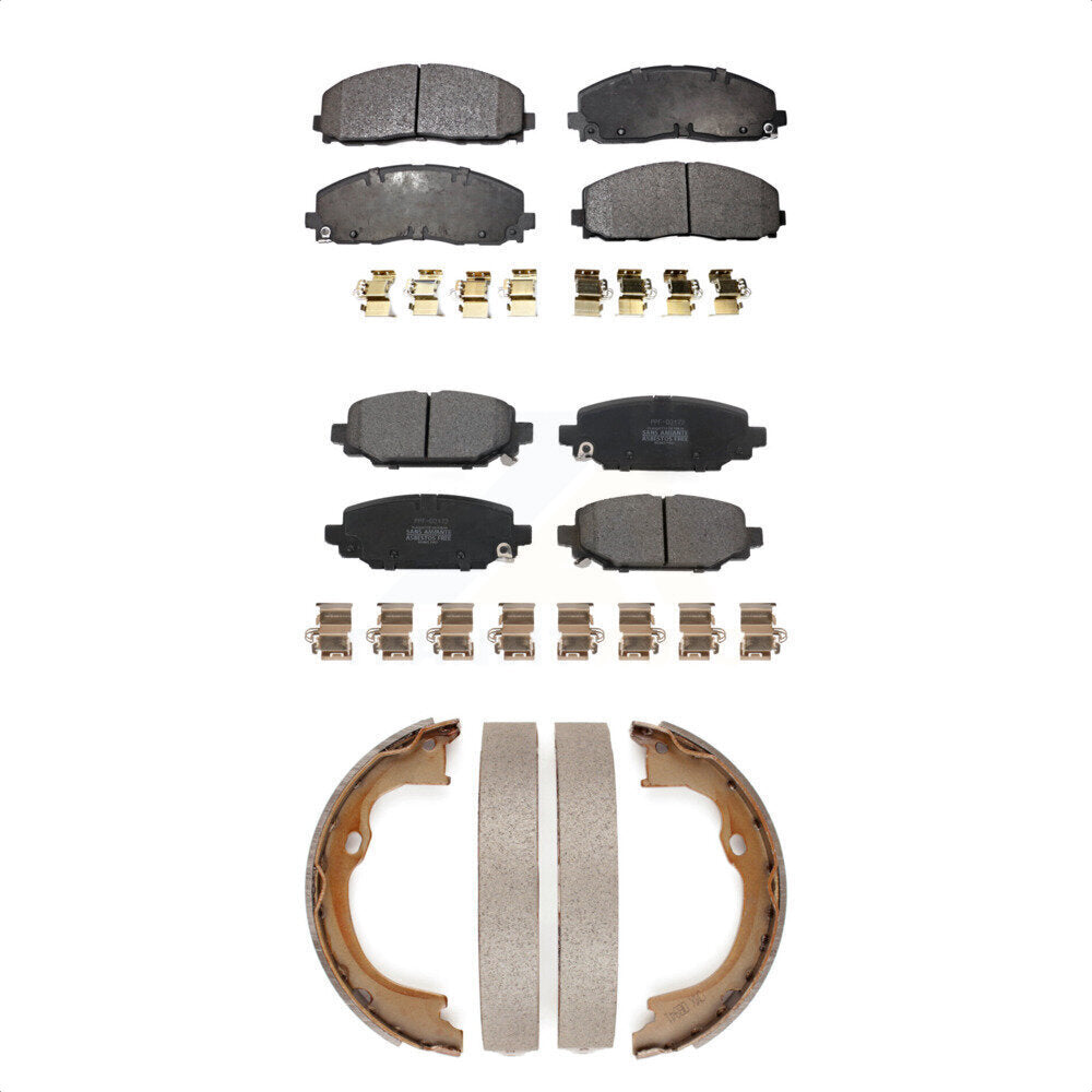 Semi-Metallic Brake Pads And Parking Shoes Front Rear Kit For Jeep Wrangler
