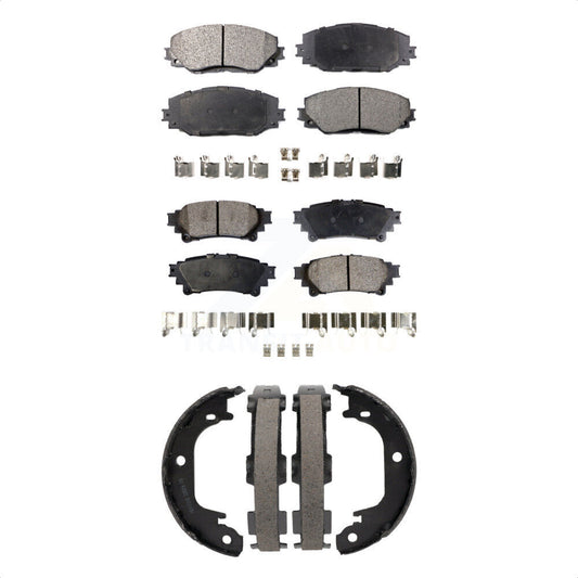 Semi-Metallic Brake Pads & Parking Shoes Front Rear Kit For 12-18 Toyota Prius V