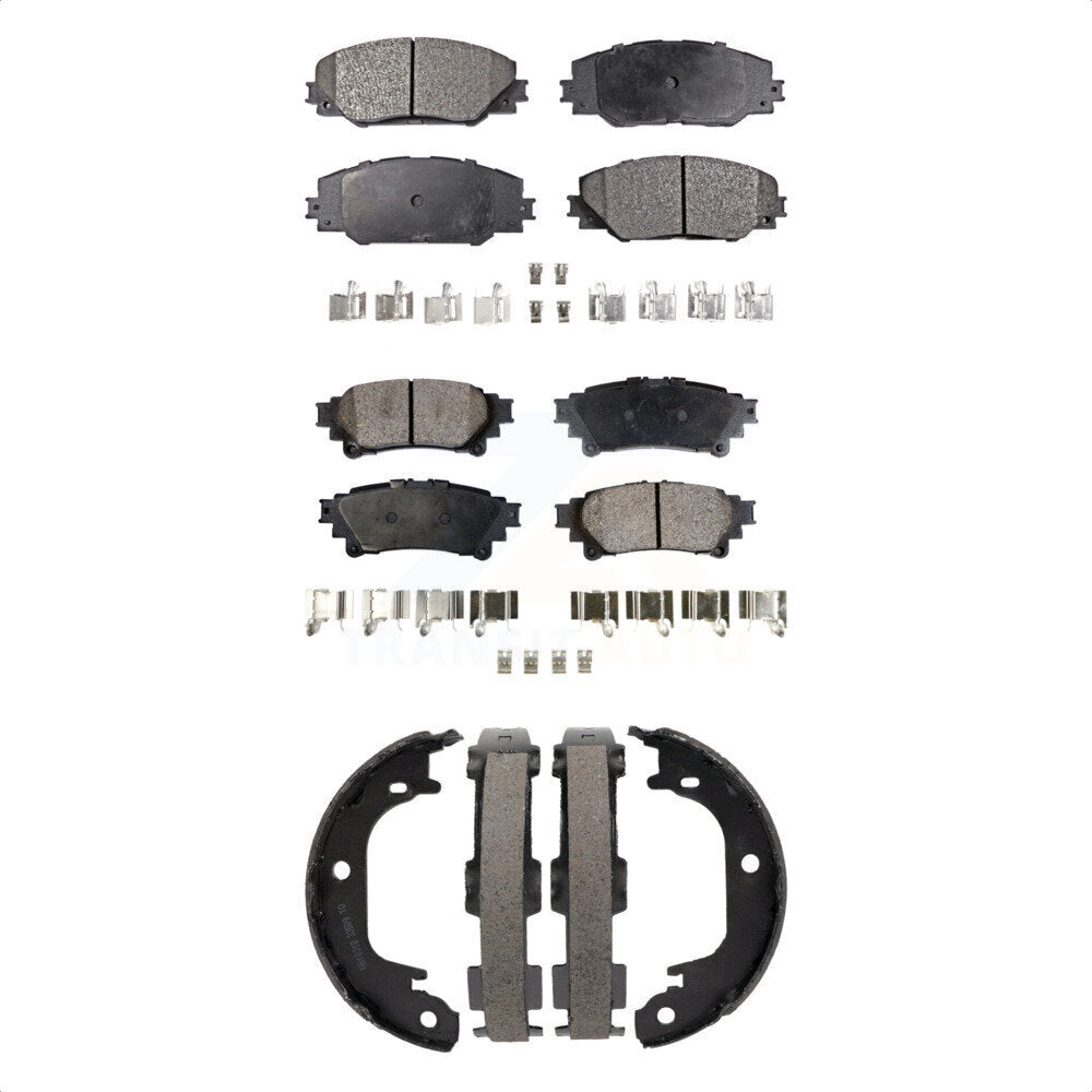 Semi-Metallic Brake Pads Parking Shoes Front Rear Kit For 2016-2020 Toyota Mirai