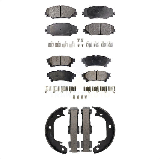Semi-Metallic Brake Pads Parking Shoes Front Rear Kit For 2016-2020 Toyota Mirai