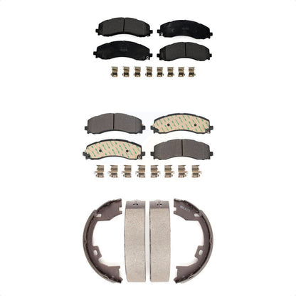 Semi-Metallic Brake Pads And Parking Shoes Front Rear Kit For Ram 2500 3500