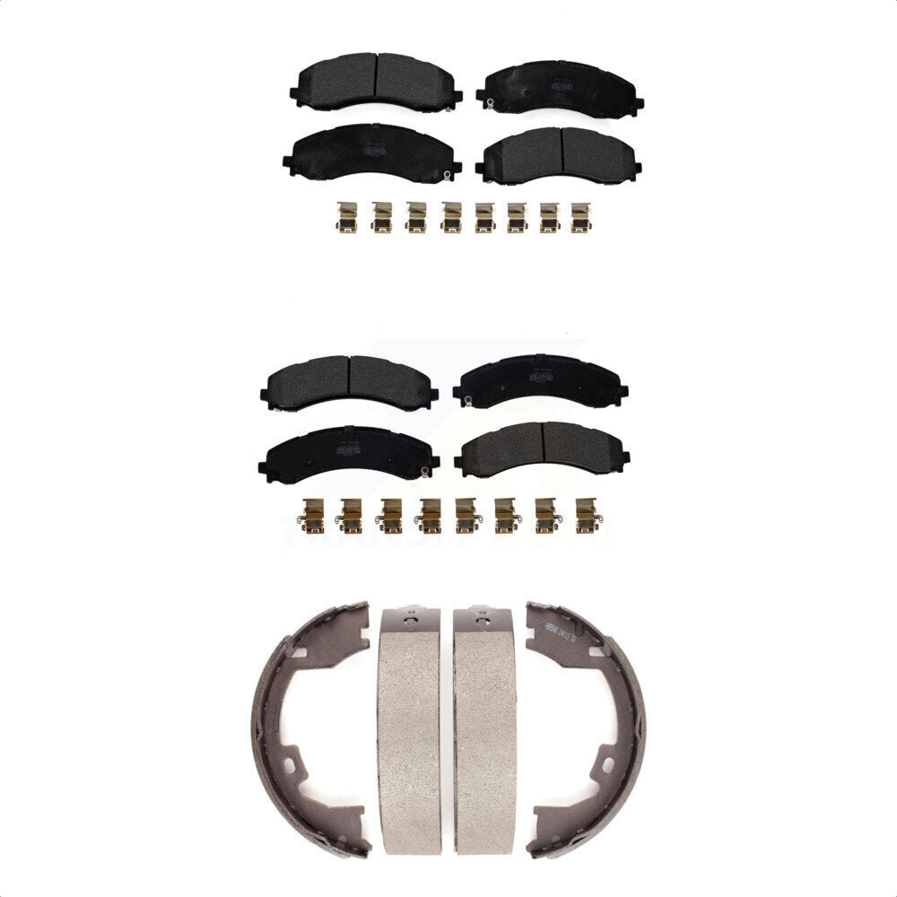 Semi-Metallic Brake Pads And Parking Shoes Front Rear Kit For Ram 3500