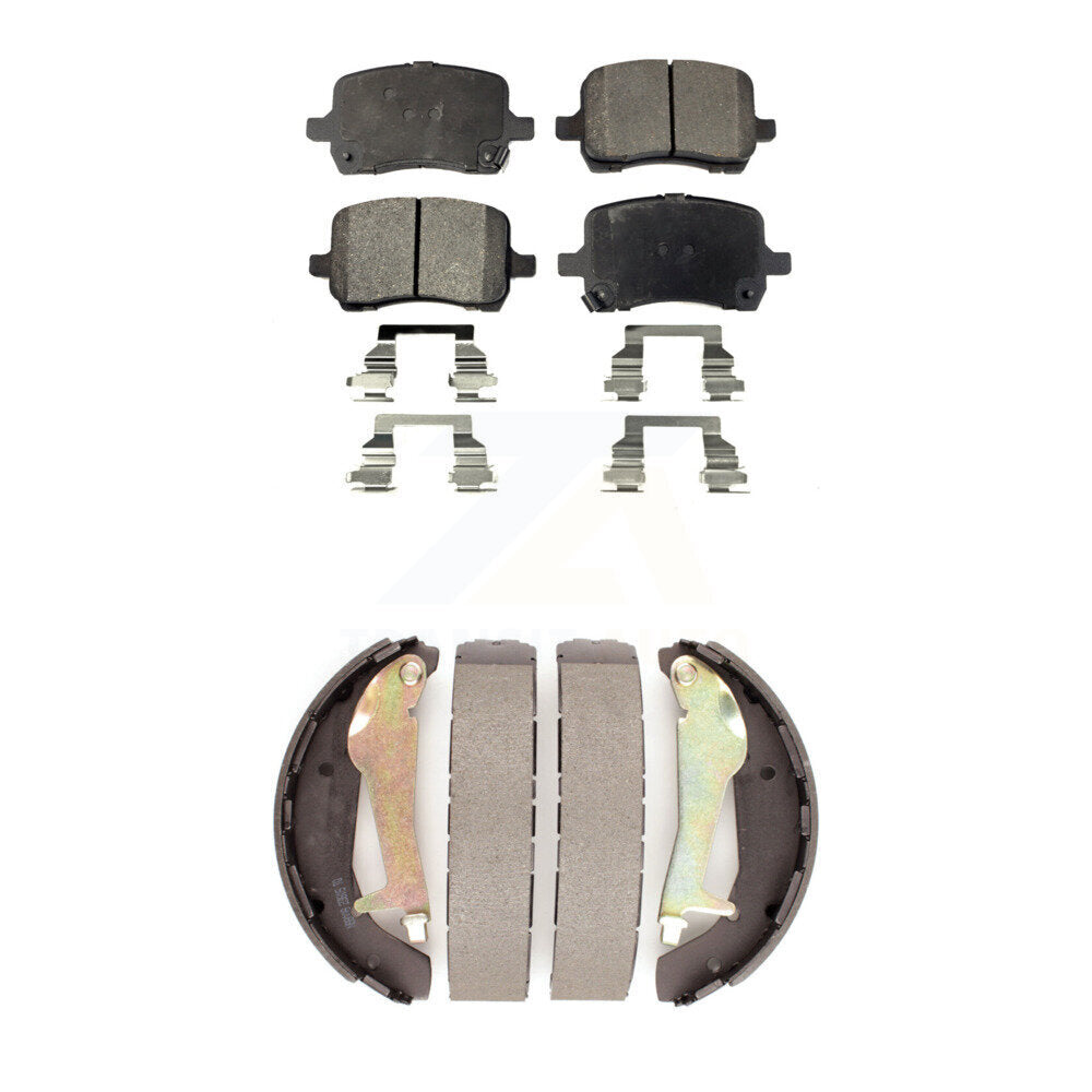 Semi-Metallic Brake Pads And Drum Shoes Front Rear Kit For 2010 Chevrolet HHR SS