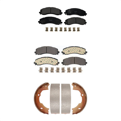 Semi-Metallic Brake Pads And Parking Shoes Front Rear Kit For Ram 3500