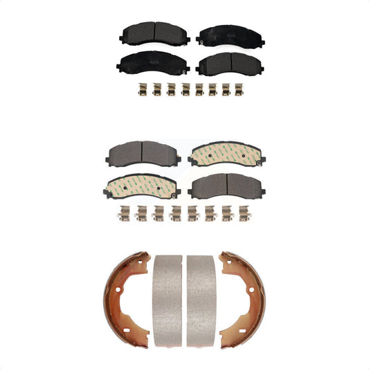 Semi-Metallic Brake Pads And Parking Shoes Front Rear Kit For Ram 3500