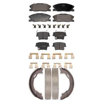 Semi-Metallic Brake Pads And Parking Shoes Front Rear Kit For Dodge Charger