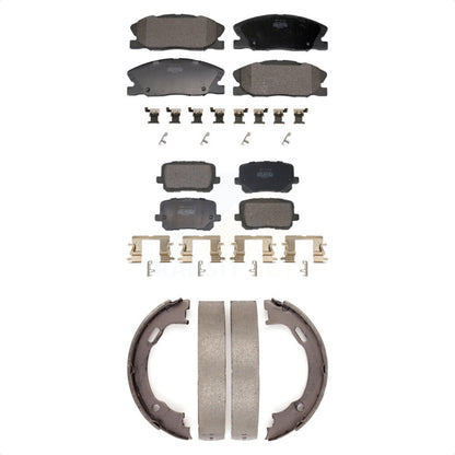 Semi-Metallic Brake Pads Parking Shoe Front Rear Kit For 14-21 Dodge Charger RWD