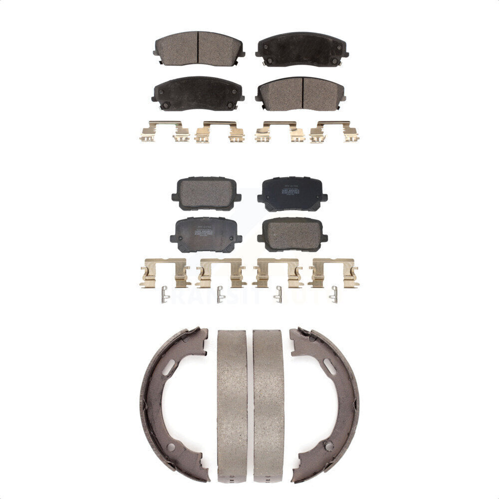 Semi-Metallic Brake Pads And Parking Shoes Front Rear Kit For Dodge Charger