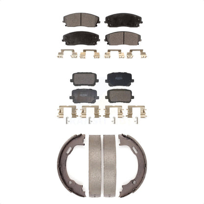 Semi-Metallic Brake Pads And Parking Shoes Front Rear Kit For Dodge Charger