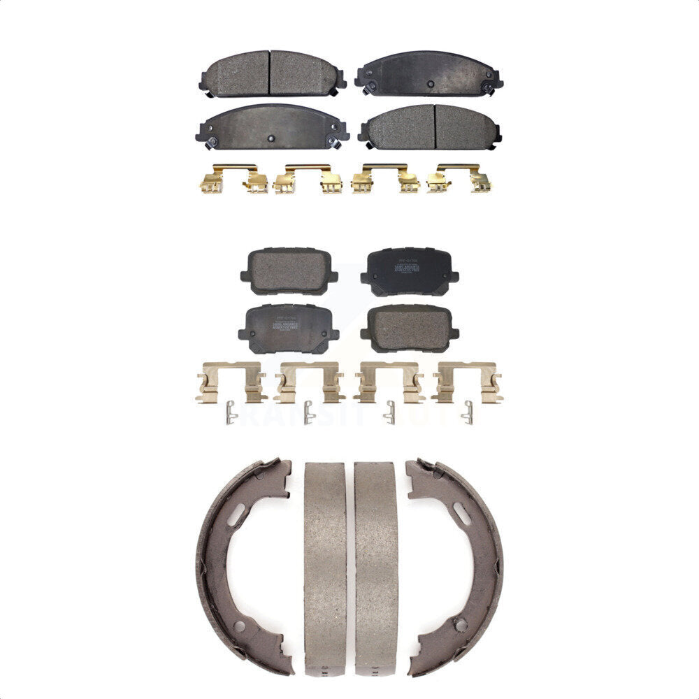 Semi-Metallic Brake Pads And Parking Shoes Front Rear Kit For Dodge Charger