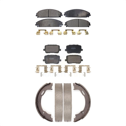 Semi-Metallic Brake Pads And Parking Shoes Front Rear Kit For Dodge Charger
