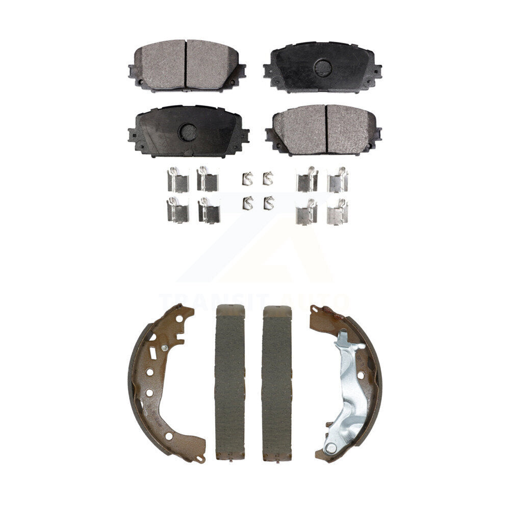Semi-Metallic Brake Pads And Drum Shoes Front Rear Kit For Toyota Yaris