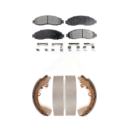 Semi-Metallic Brake Pads And Drum Shoe Front Rear Kit For 2004 Dodge Dakota 3.7L