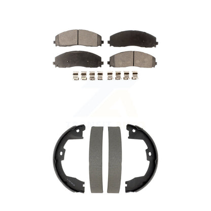 Semi-Metallic Brake Pads And Drum Shoes Front Rear Kit For Ford F-350 Super Duty