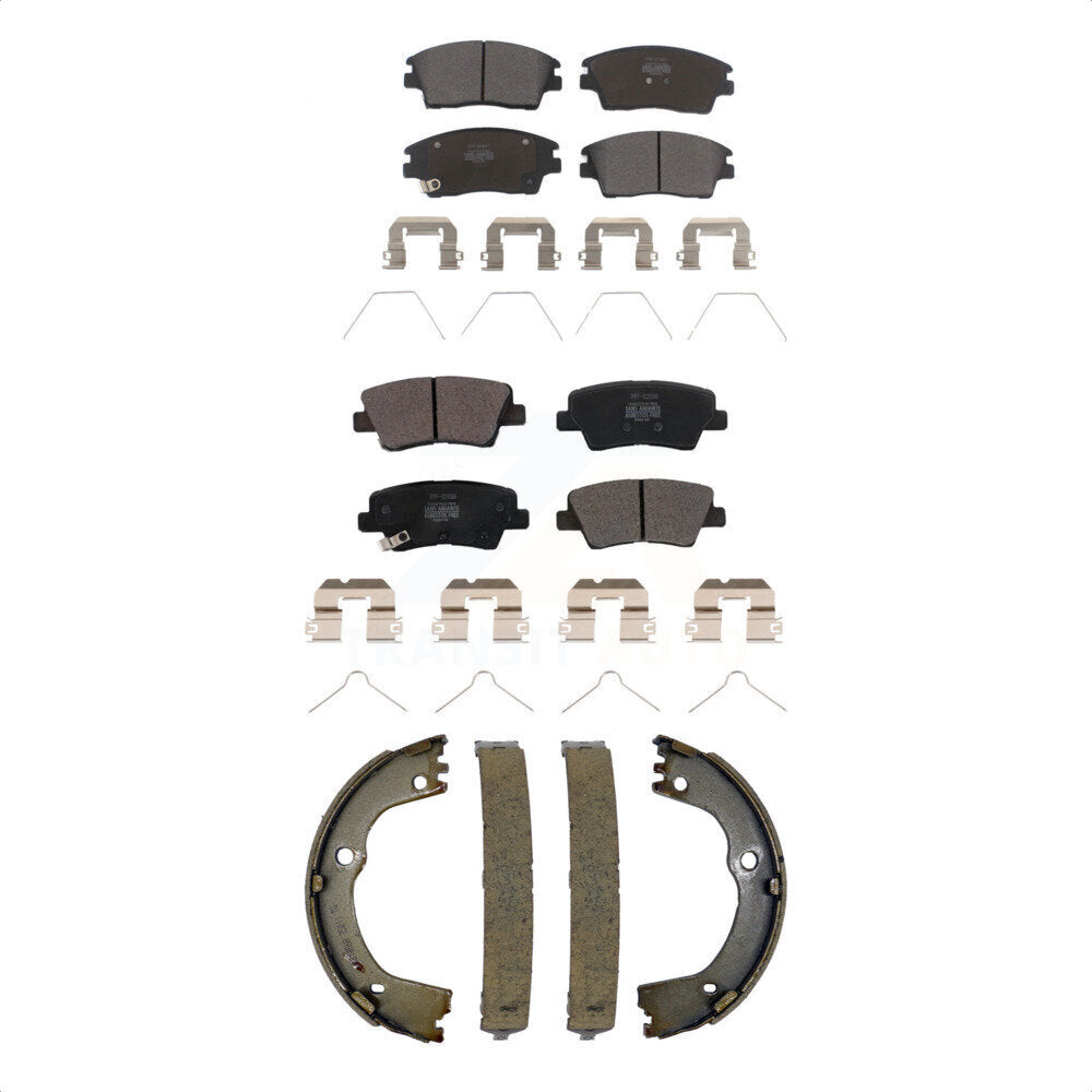 Semi-Metallic Brake Pads & Parking Shoes Front Rear Kit For Kia Sportage Hyundai