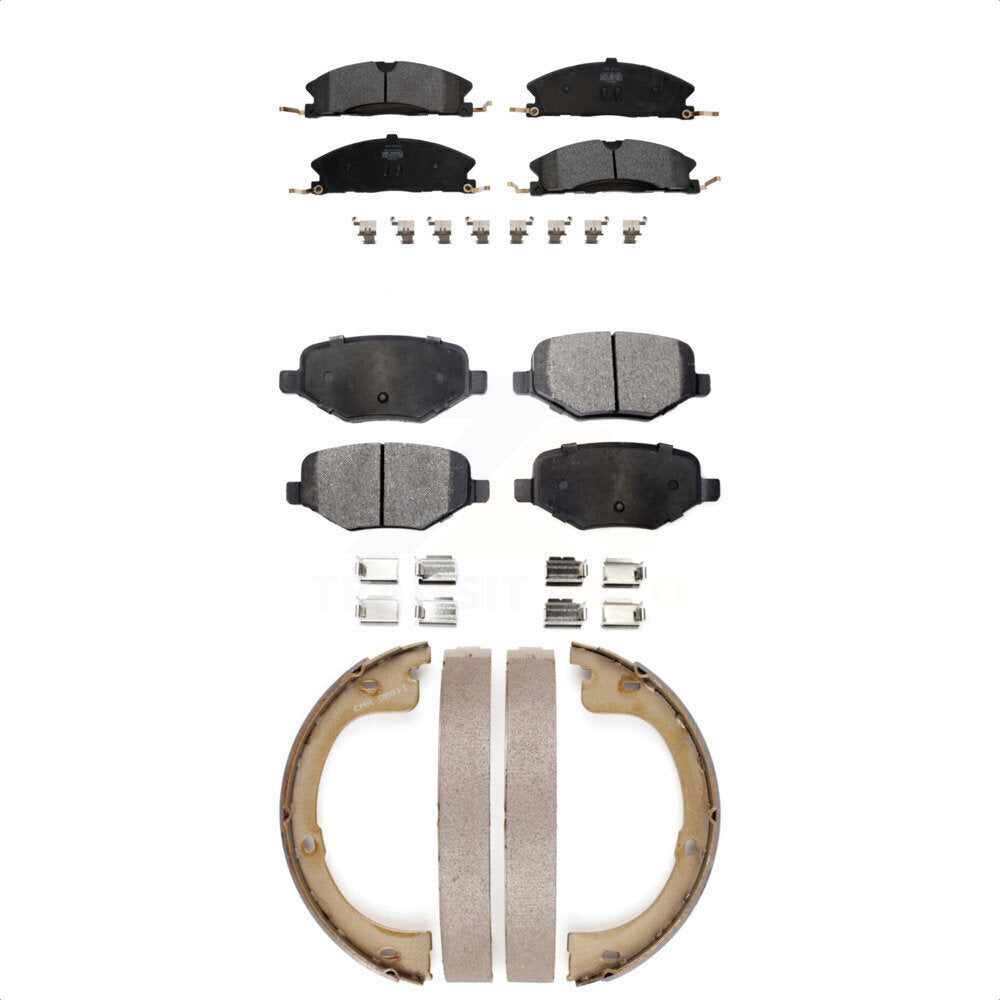 Semi-Metallic Brake Pads And Parking Shoes Front Rear Kit For Lincoln MKT