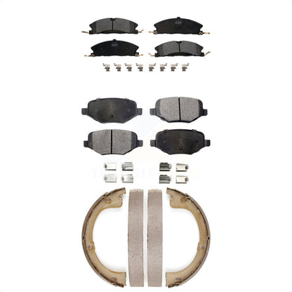 Semi-Metallic Brake Pads And Parking Shoes Front Rear Kit For Lincoln MKT