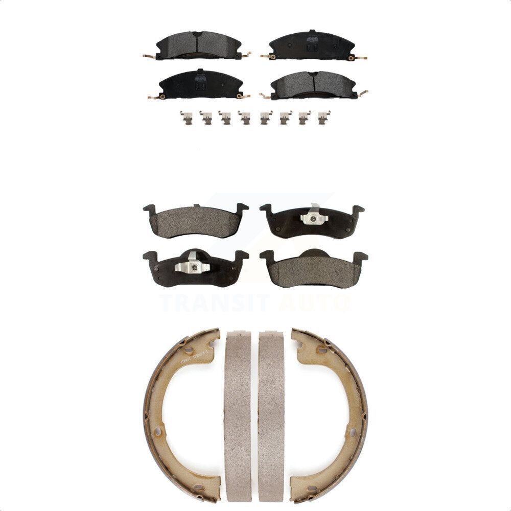 Semi-Metallic Brake Pads And Parking Shoes Front Rear Kit For Lincoln MKT